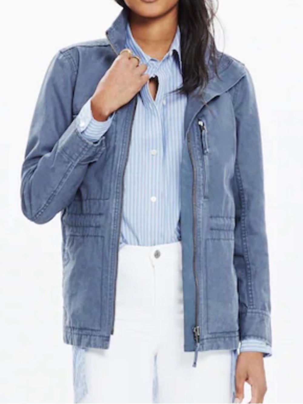 Madewell Fleet Jacket XS Ink Blue/Gray Cotton Military Field Utility Anorak Coat